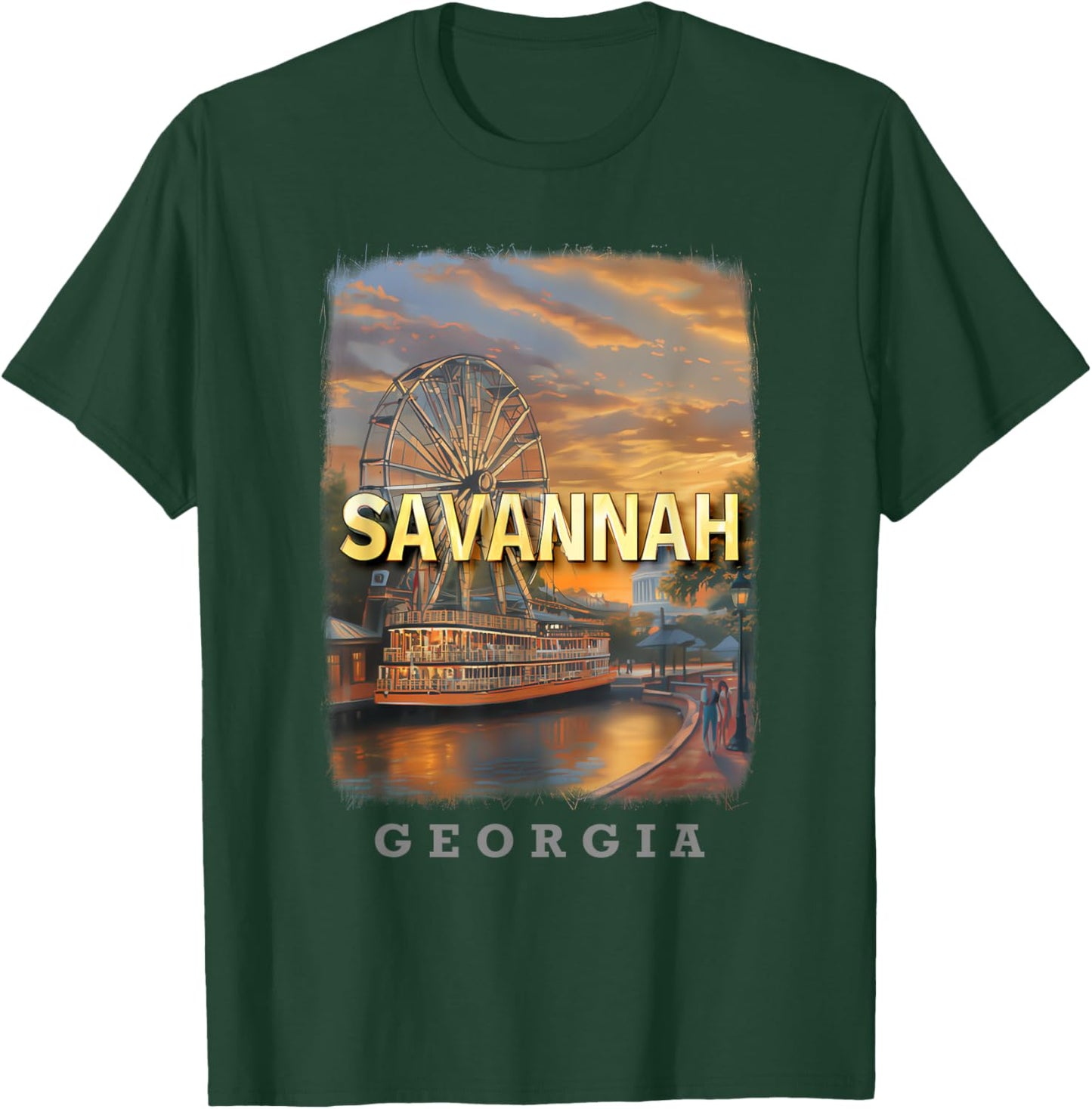 Savannah Georgia GA Riverfront Charm SD110 T-Shirt - T-Shirt | Forest