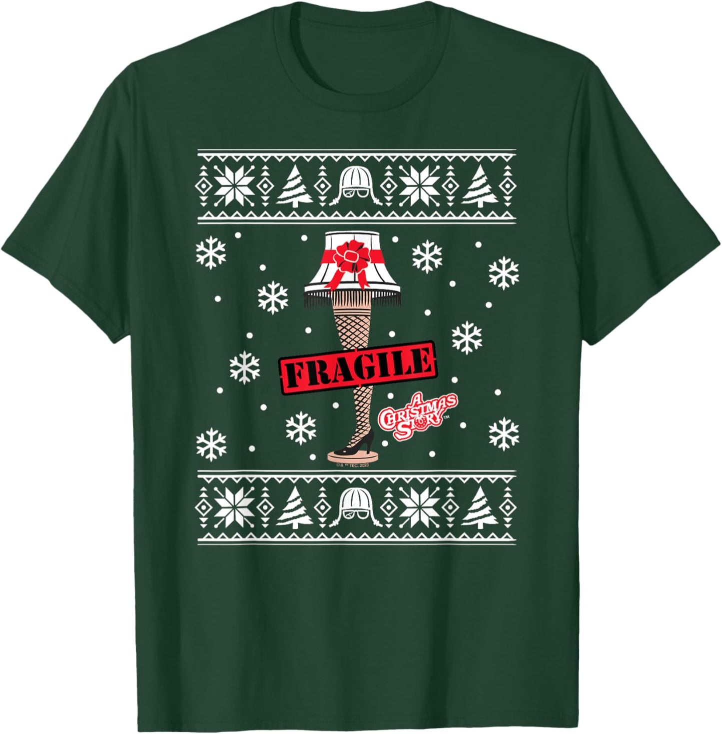 A Christmas Story - Fragile Leg Lamp Sweater Pattern T-Shirt - T-Shirt | Forest