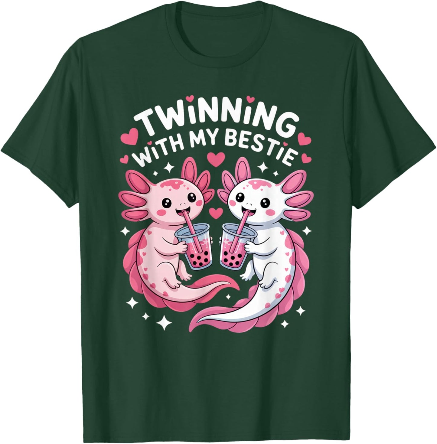 Twinning with My Bestie Axolotl Lovers Fun Friendship Vibes T-Shirt - T-Shirt | Forest