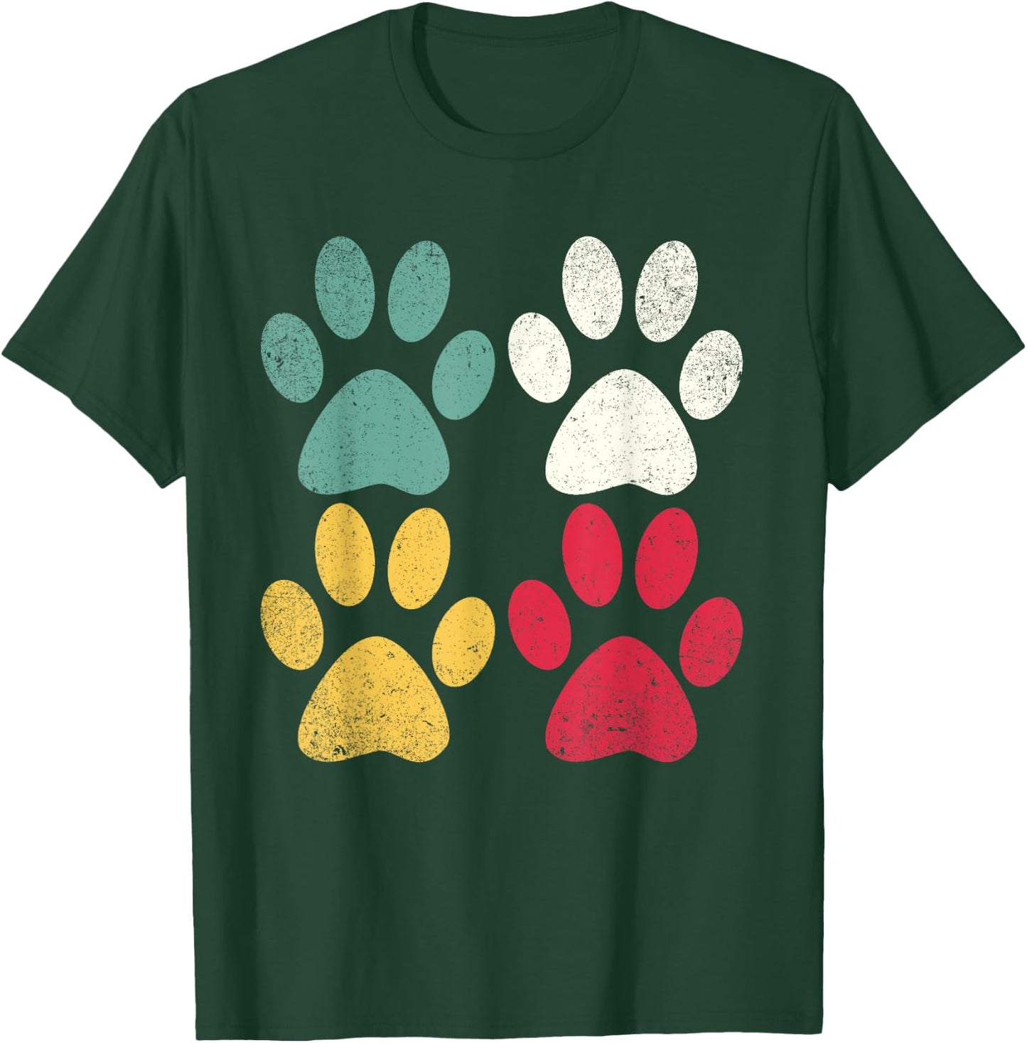 Retro - Vintage Dog Cat Paw Lover Fur Mom Dad T-Shirt - T-Shirt | Forest
