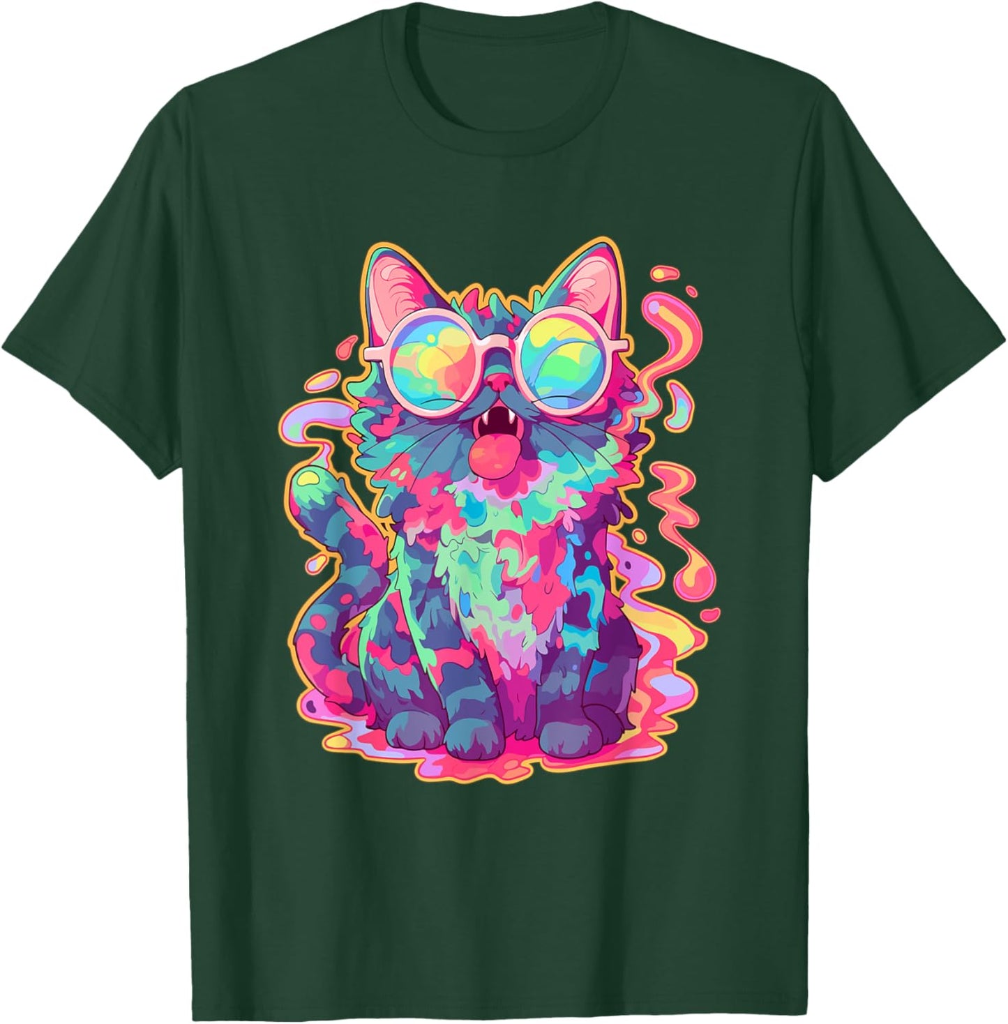 Trippy Crazy Psychedelic Cat Art EDM Rave Women T-Shirt - T-Shirt | Forest