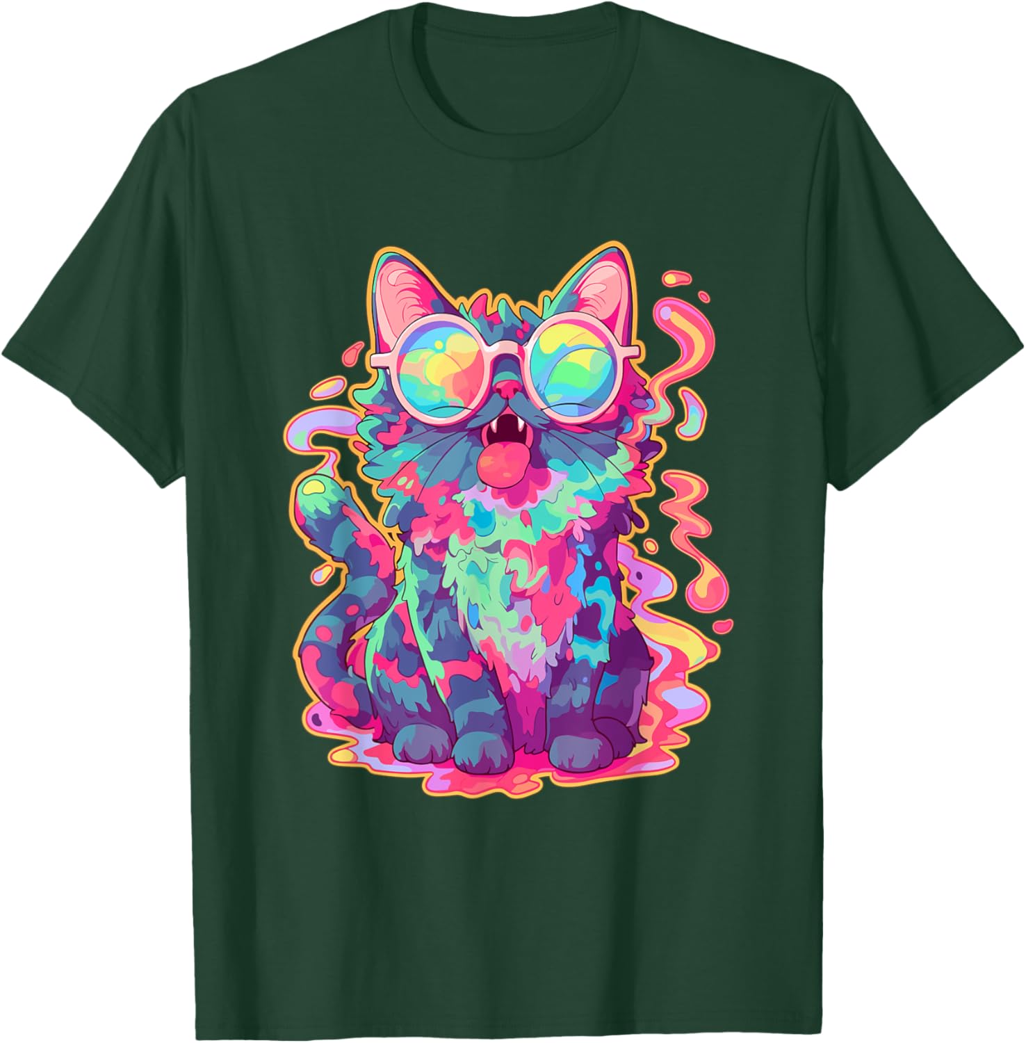 Trippy Crazy Psychedelic Cat Art EDM Rave Women T-Shirt - T-Shirt | Forest