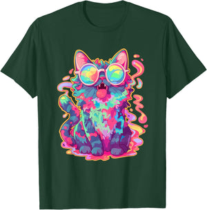 Trippy Crazy Psychedelic Cat Art EDM Rave Women T-Shirt - T-Shirt | Forest