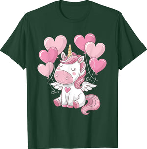 Unicorn Valentines Day Love Heart Rainbow Toddler Girl T-Shirt - T-Shirt | Forest