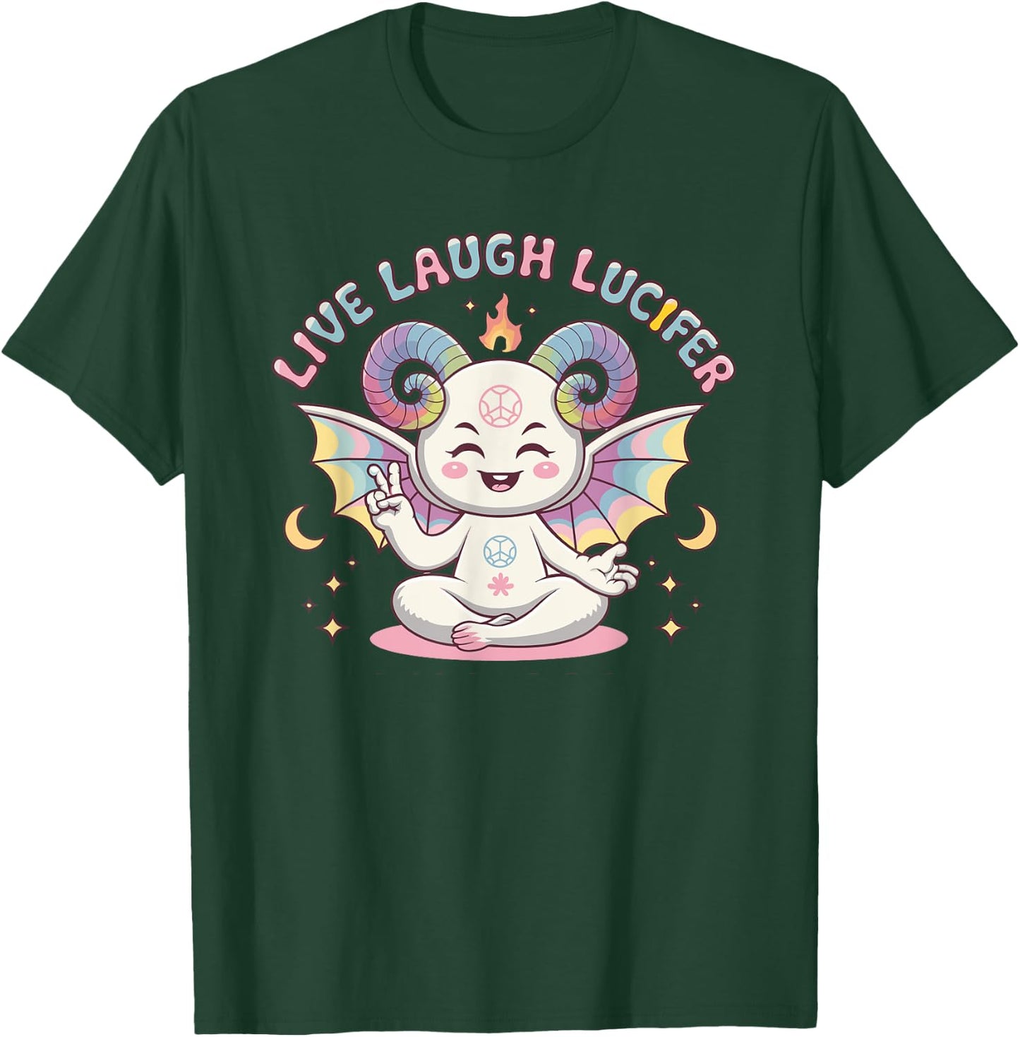 Live Laugh Lucifer Cute Baphomet Demon Devil T-Shirt - T-Shirt | Forest