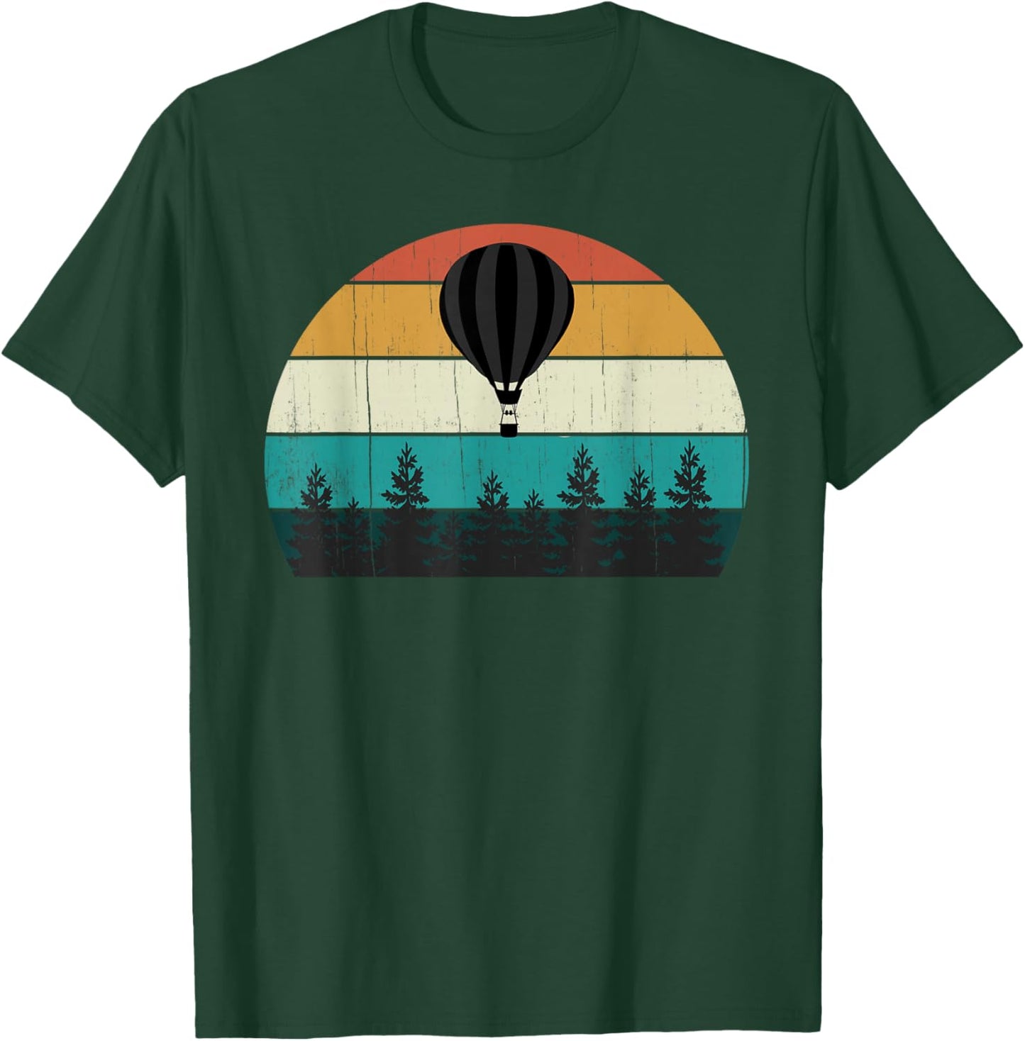 Retro Hot Air Balloon - Cool Sunset T-Shirt - T-Shirt | Forest