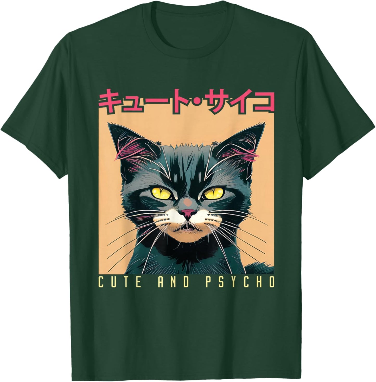Japanese Anime & Manga Cute And Psycho Cat Cyberpunks T-Shirt - T-Shirt | Forest