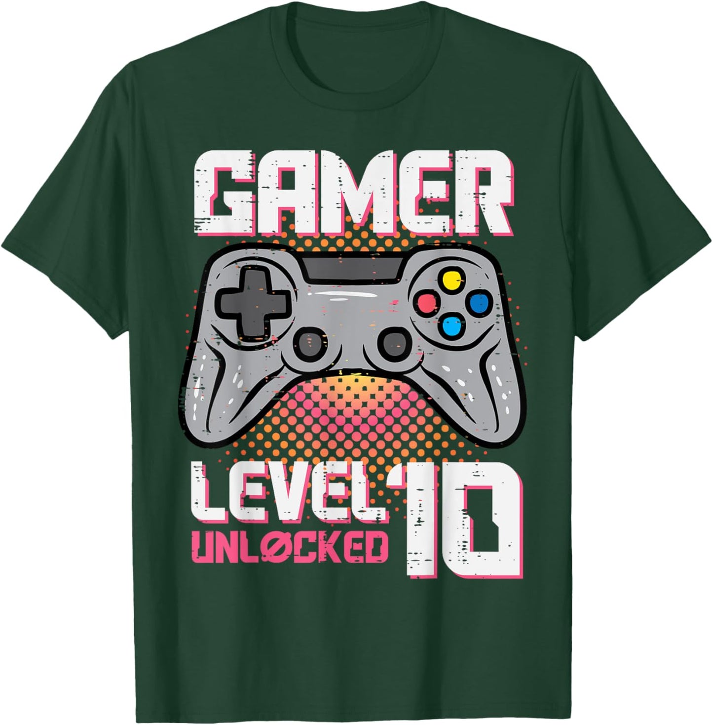 Gamer Birthday Level 10 Unlocked 10th Bday Party Boys Girls T-Shirt - T-Shirt | Forest