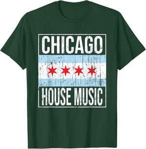 Chicago House Music - Stylish Flag Vintage Dance Music DJ T-Shirt - T-Shirt | Forest