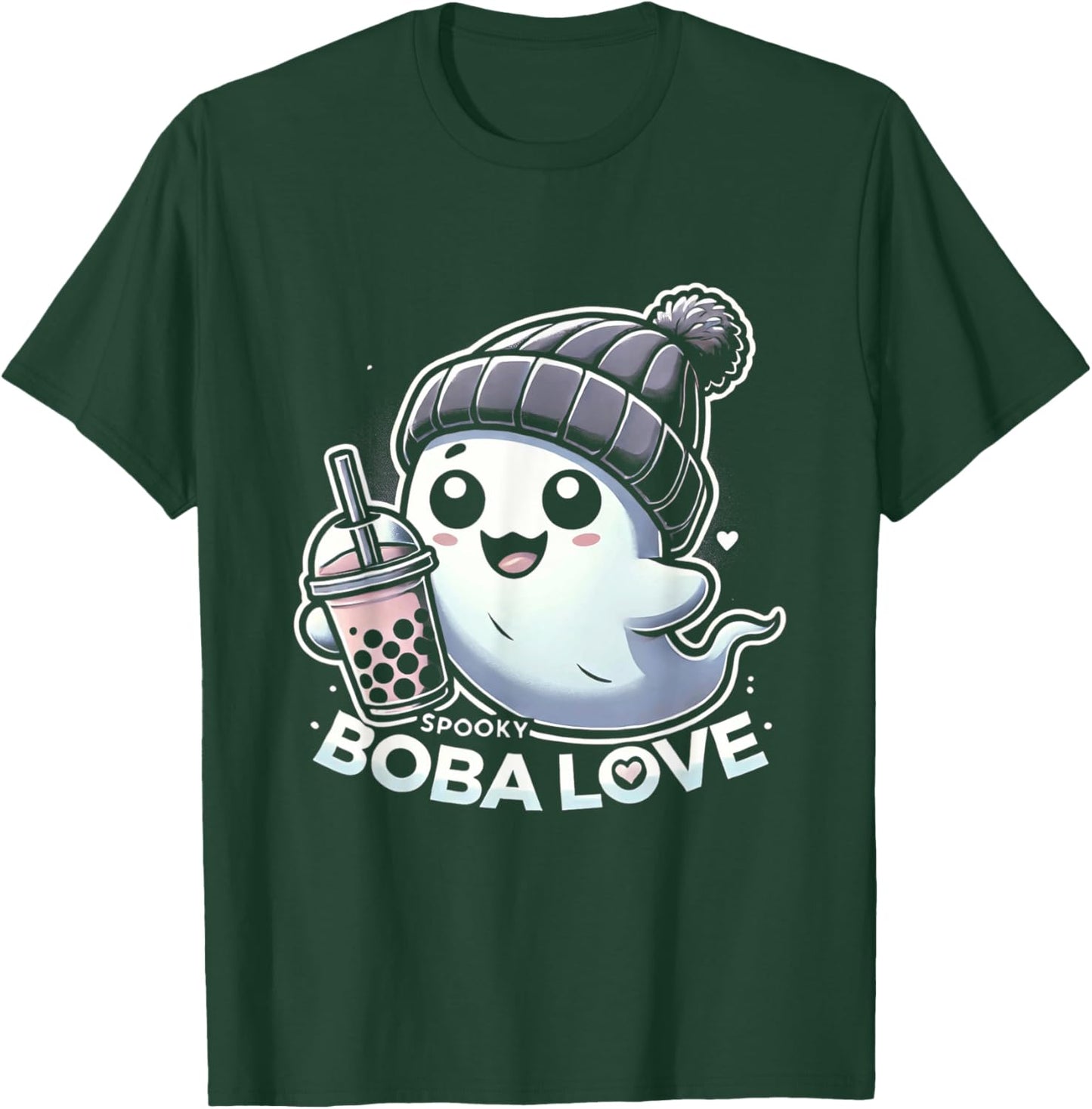 Spooky Cute Ghost and Boba Tea Love Halloween Kids T-Shirt - T-Shirt | Forest
