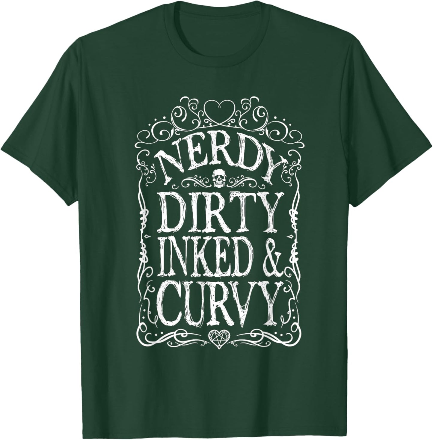 Nerdy Dirty Inked & Curvy Reading Tattoo Lovers T-Shirt - T-Shirt | Forest