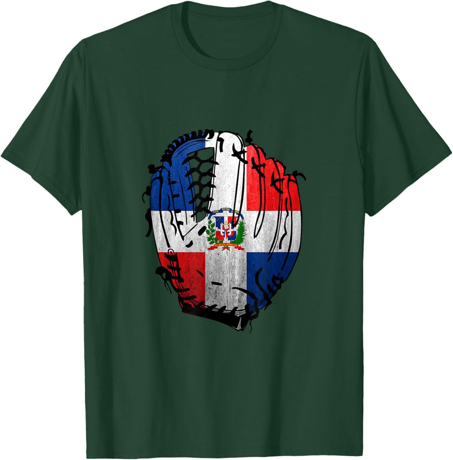 Dominican Republic Baseball Shortstop Outfielder DR Flag T-Shirt - T-Shirt | Forest