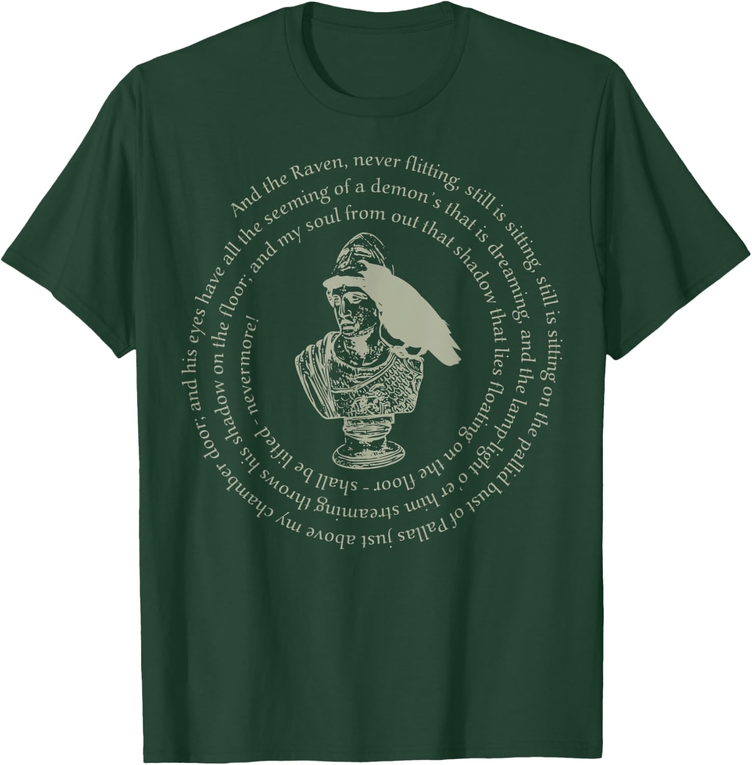 Edgar Allan Poe Raven Poem - Bust Of Pallas Athena 2 T-Shirt - T-Shirt | Forest