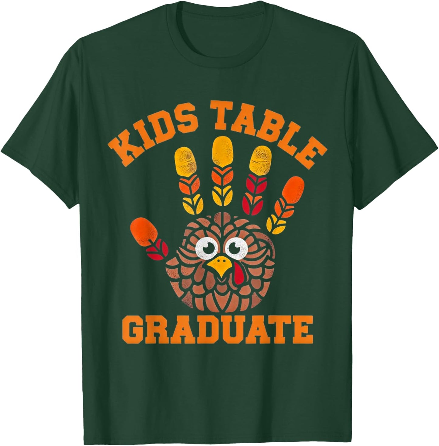 Kids Table Graduate Turkey Handprint T-Shirt - T-Shirt | Forest