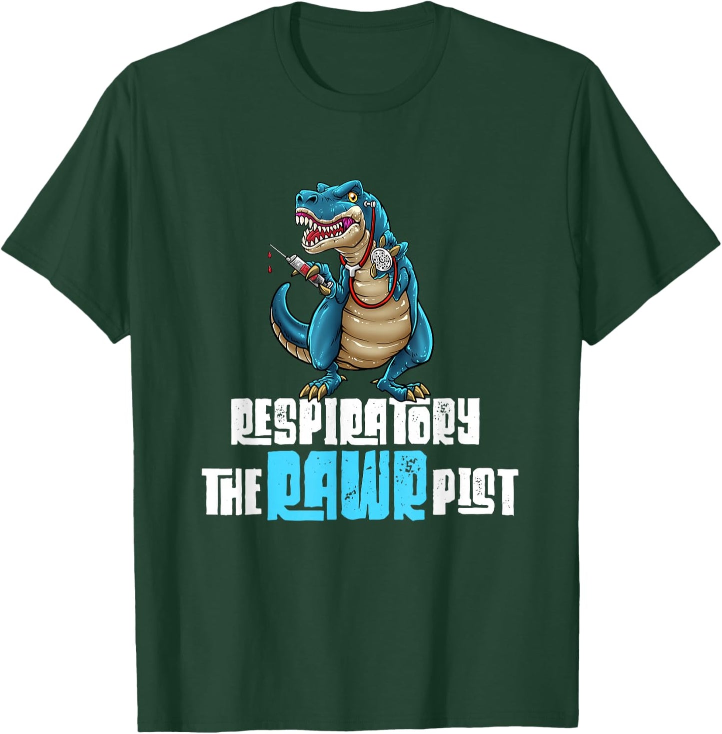 Respiratory Therapist Funny Dinosaur TheRAWRpist Therapy T-Shirt - T-Shirt | Forest