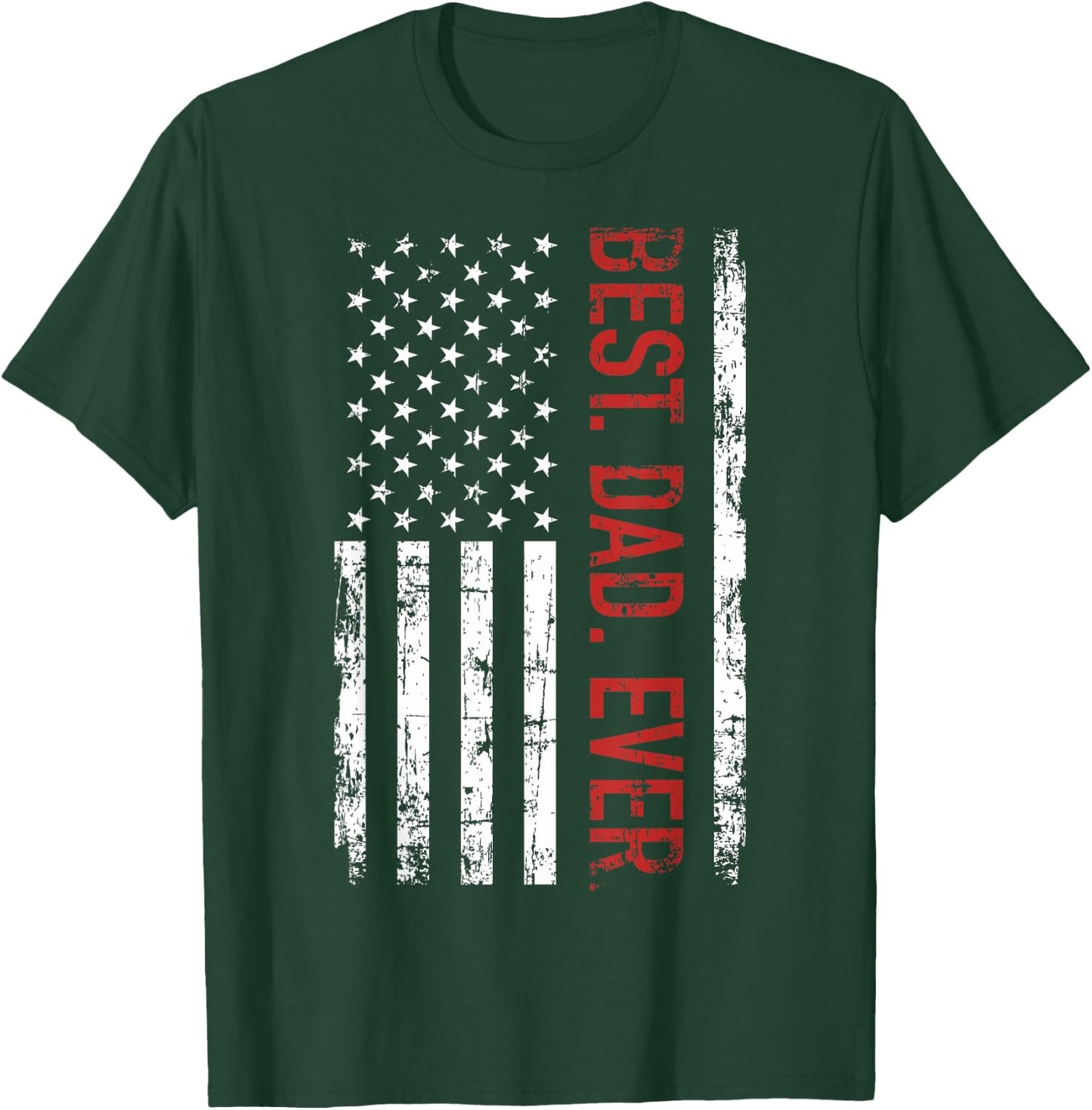 Best dad ever US american flag Gift father's day Short Sleeve T-Shirt - T-Shirt | Forest