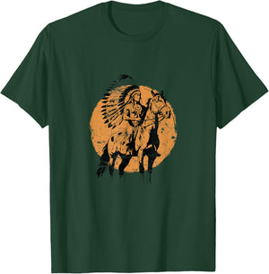 Native American on a Horse T-Shirt - T-Shirt | Forest