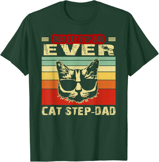 Vintage Best Cat Step-Dad Ever Shirt Cat Step-Dad Fathers Men T-Shirt - T-Shirt | Forest