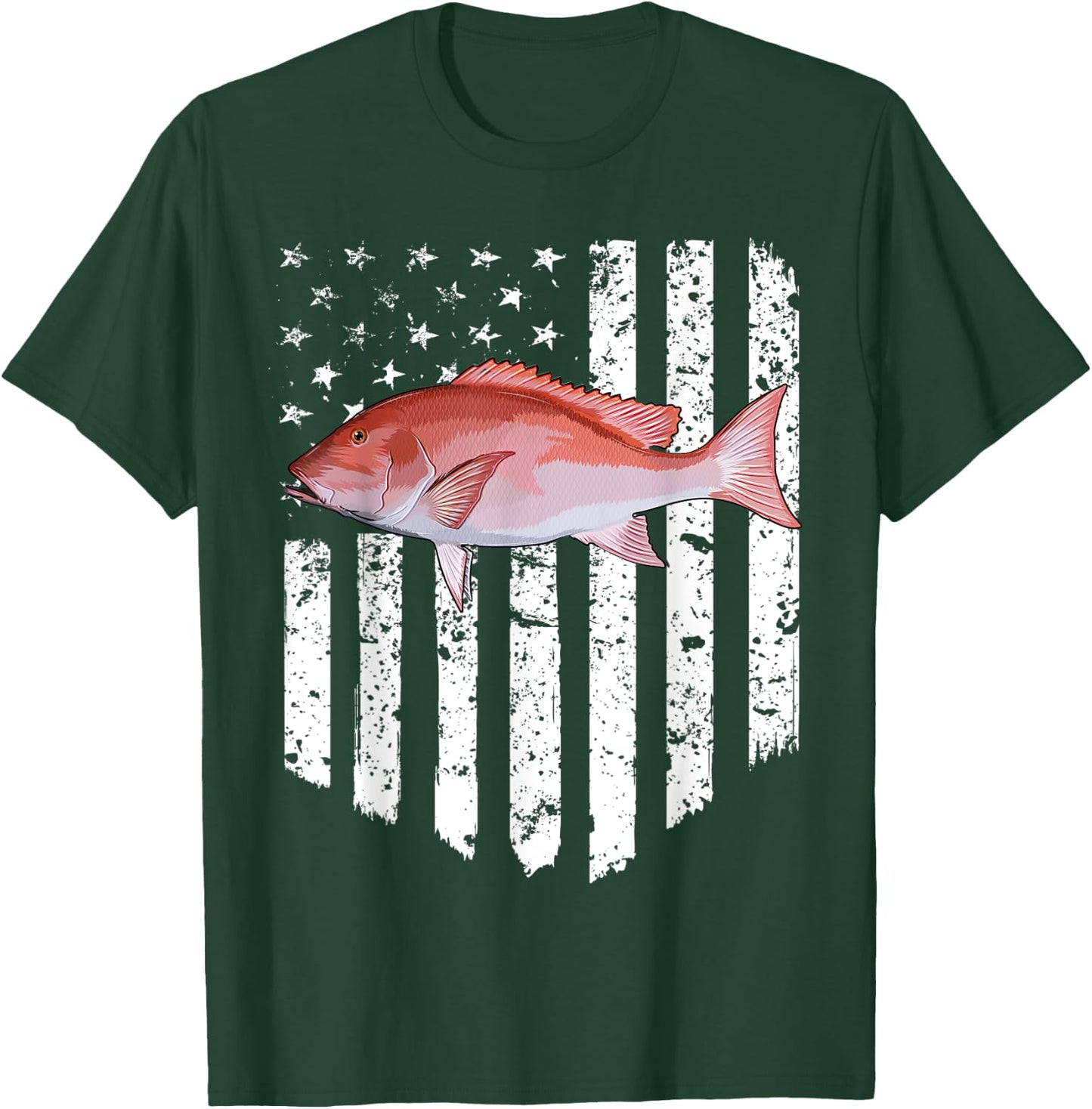 Black White American Flag Snappers 4th Of July Fish T-Shirt - T-Shirt | Forest