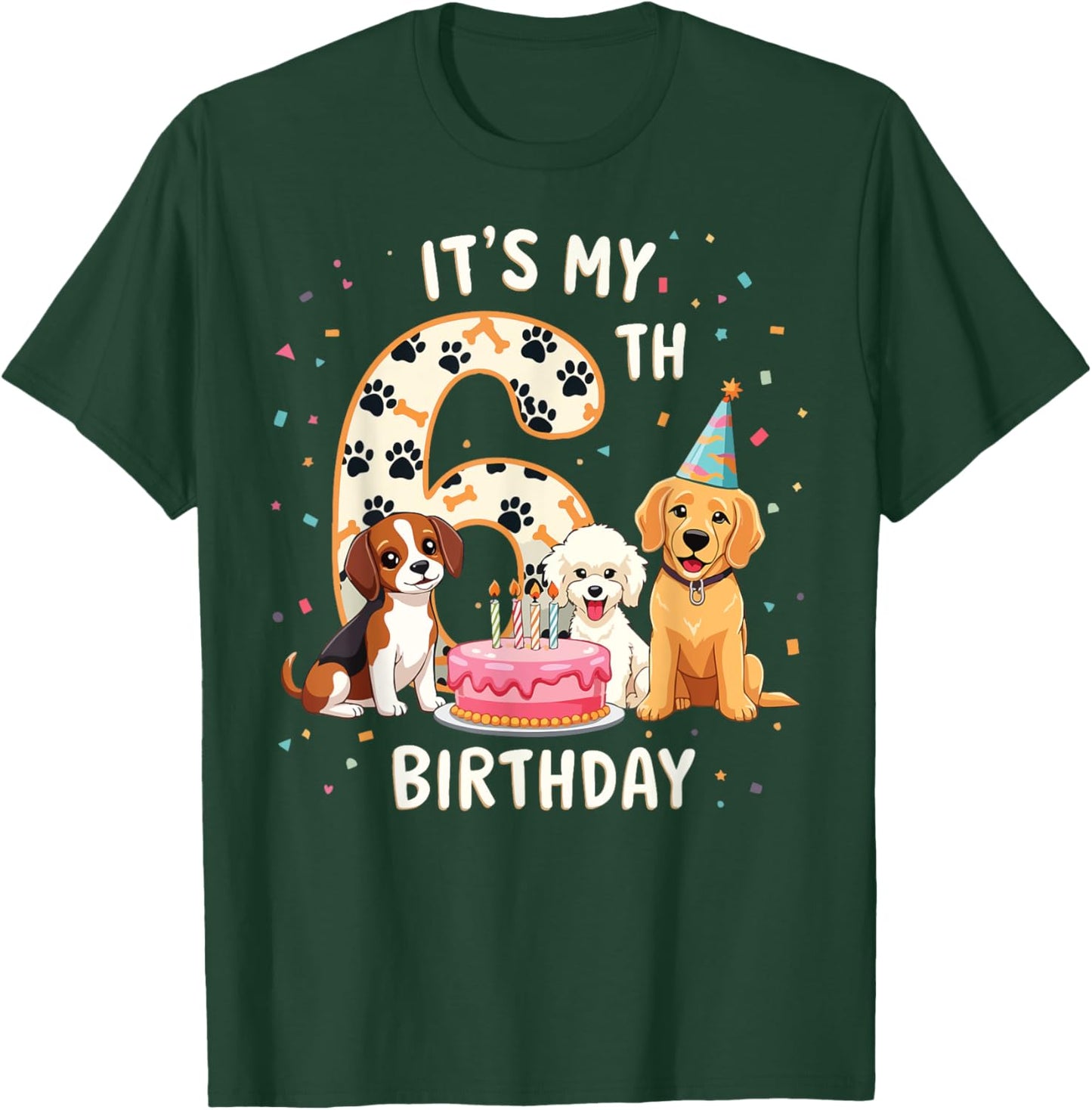 It's My 6th Birthday Dog Lover Theme 6 Years Old Puppy Dogs T-Shirt - T-Shirt | Forest