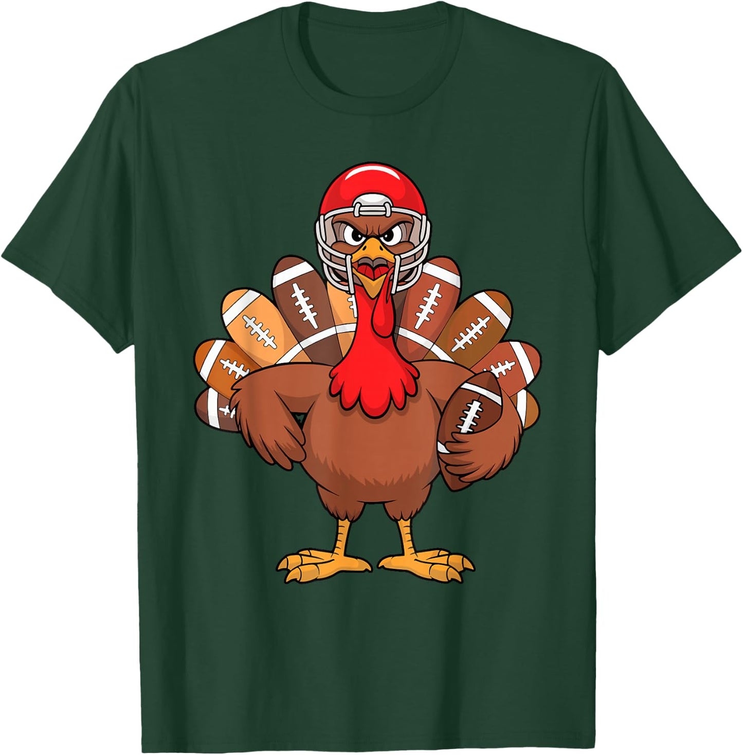 Thanksgiving Football Cool Football Turkey Kids Boys T-Shirt - T-Shirt | Forest