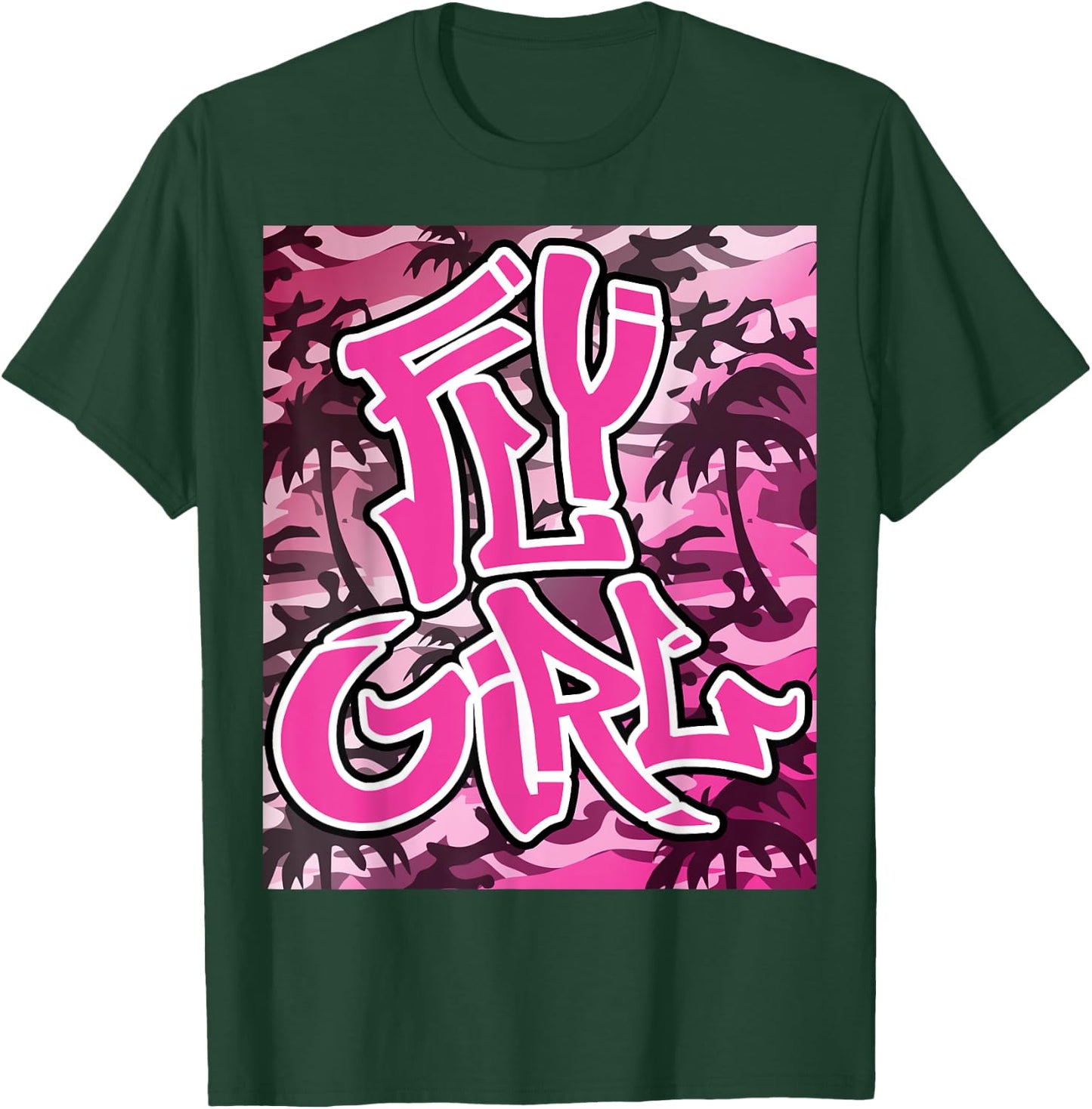 Fly Girl 80s 90s Old School Camo B-Girl Hip Hop T-Shirt - T-Shirt | Forest