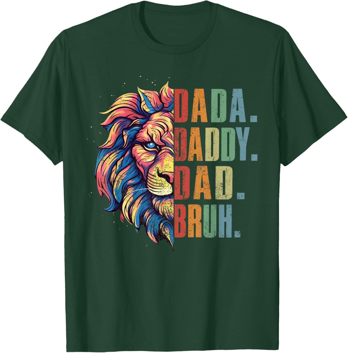 Dada Daddy Dad Bruh Retro Groovy Funny Lion Father's Day T-Shirt - T-Shirt | Forest