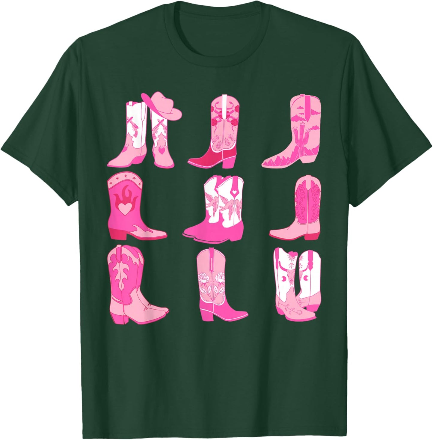 Western Country Rodeo Pink Cowboy Cowgirl Boots T-Shirt - T-Shirt | Forest