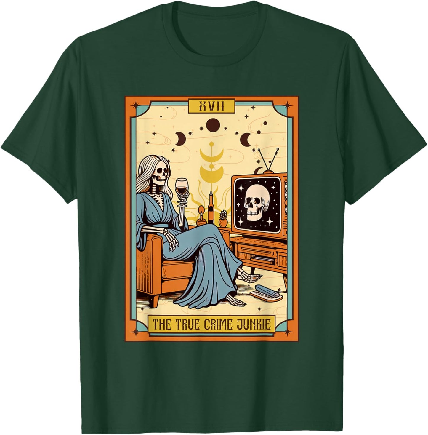 Funny Skeleton True Crime Lover True Crime Junkie Tarot Card T-Shirt - T-Shirt | Forest