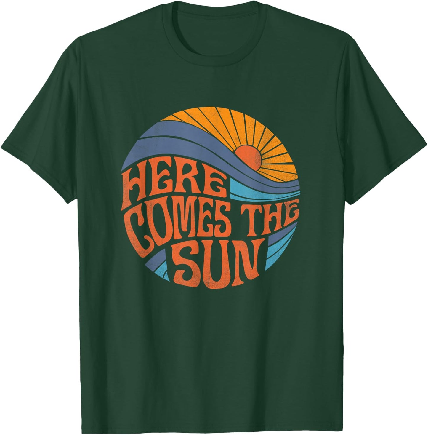 Here Comes The Sun Vintage Retro Sixties Surf Summer Beach T-Shirt - T-Shirt | Forest