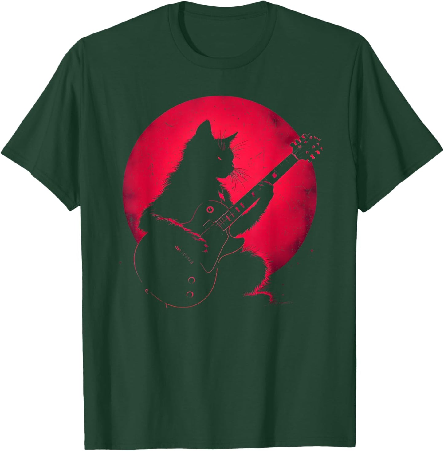 Cat Playing Guitar Rock Cat T-Shirt - T-Shirt | Forest