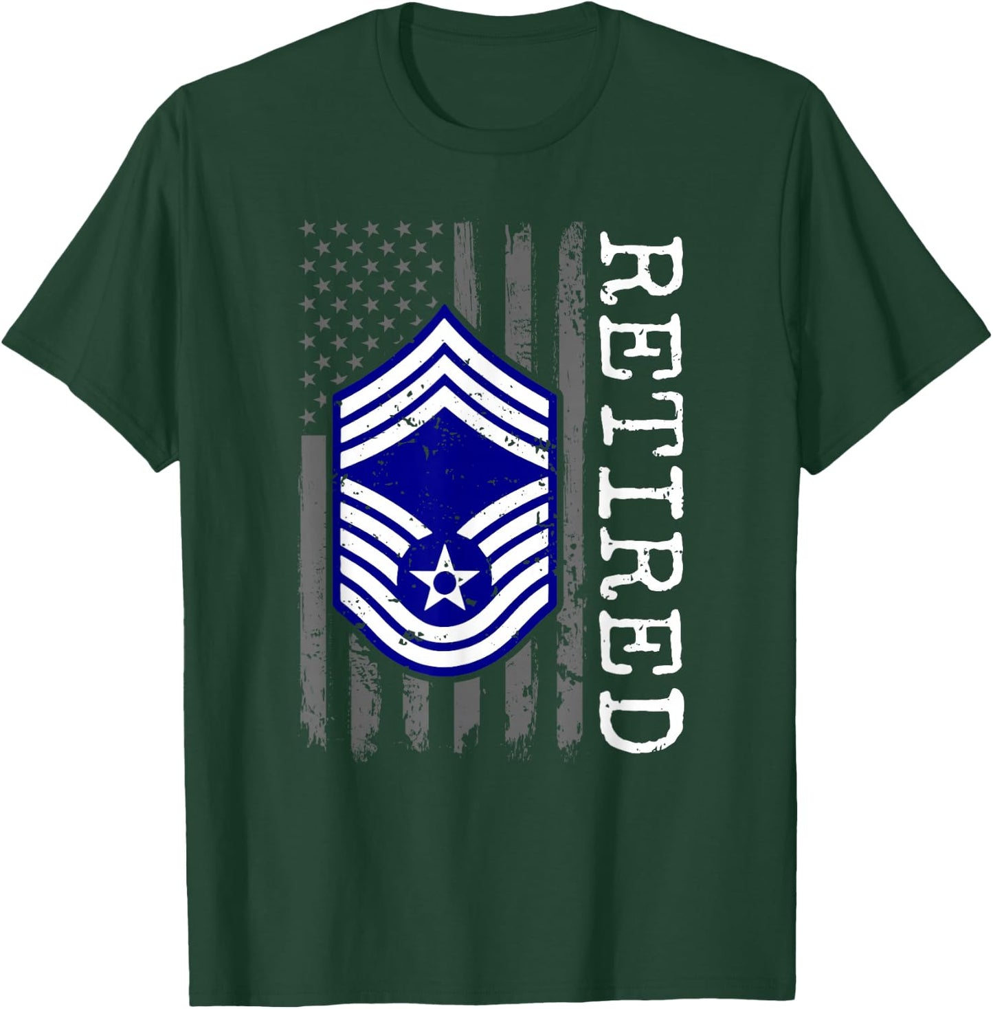USAF Retired E9 Chief Master Sergeant Subdued Flag T-Shirt - T-Shirt | Forest