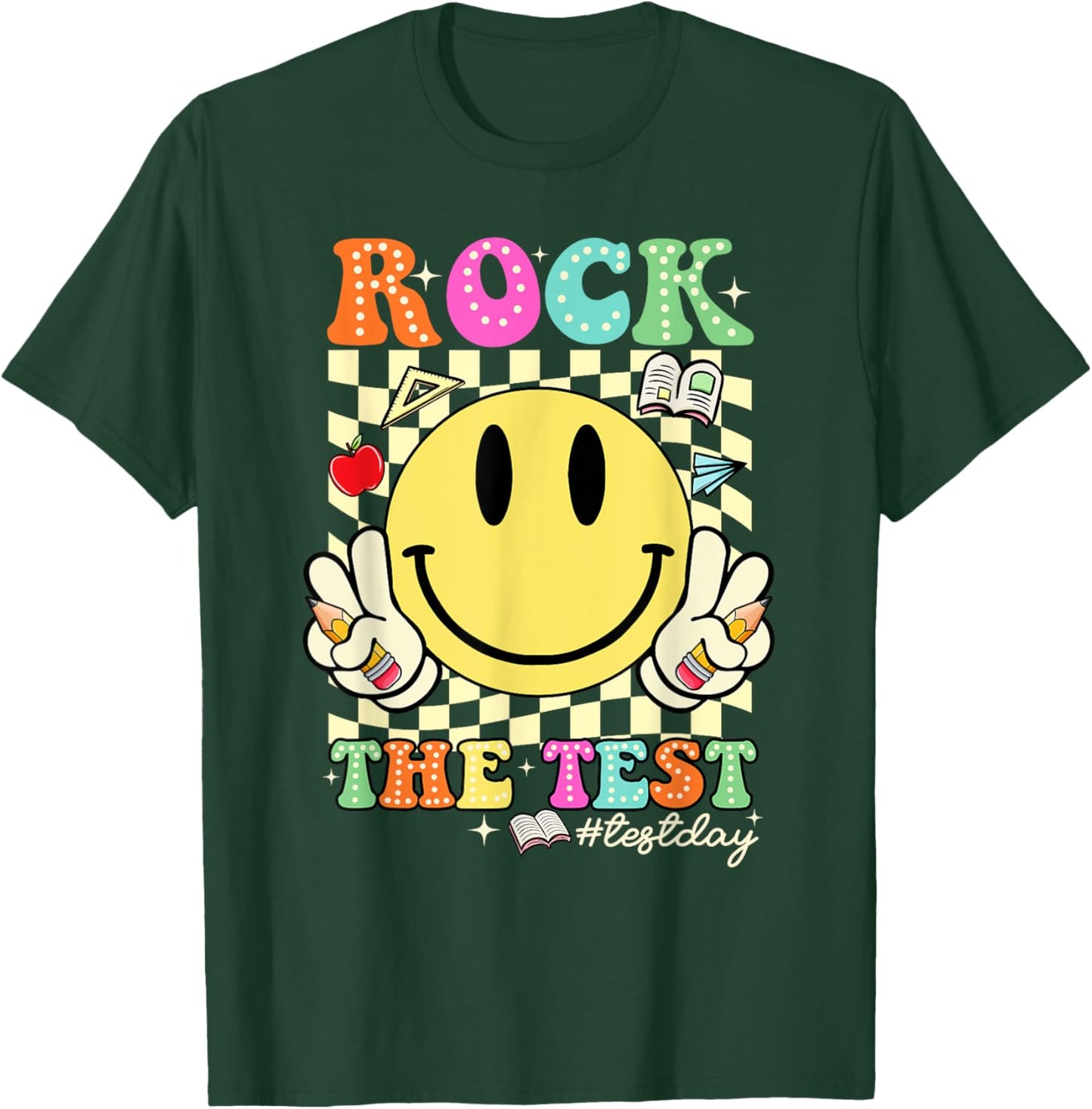 Rock The Test Shirt Testing Day Motivational Teacher Student T-Shirt - T-Shirt | Forest