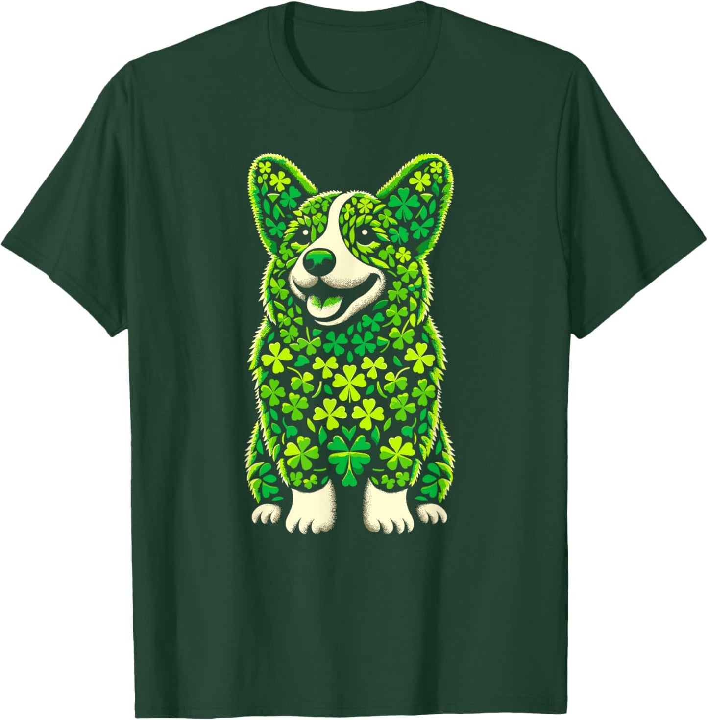 Corgi Dog Shamrocks St Patricks Day Corgi Dog T-Shirt - T-Shirt | Forest