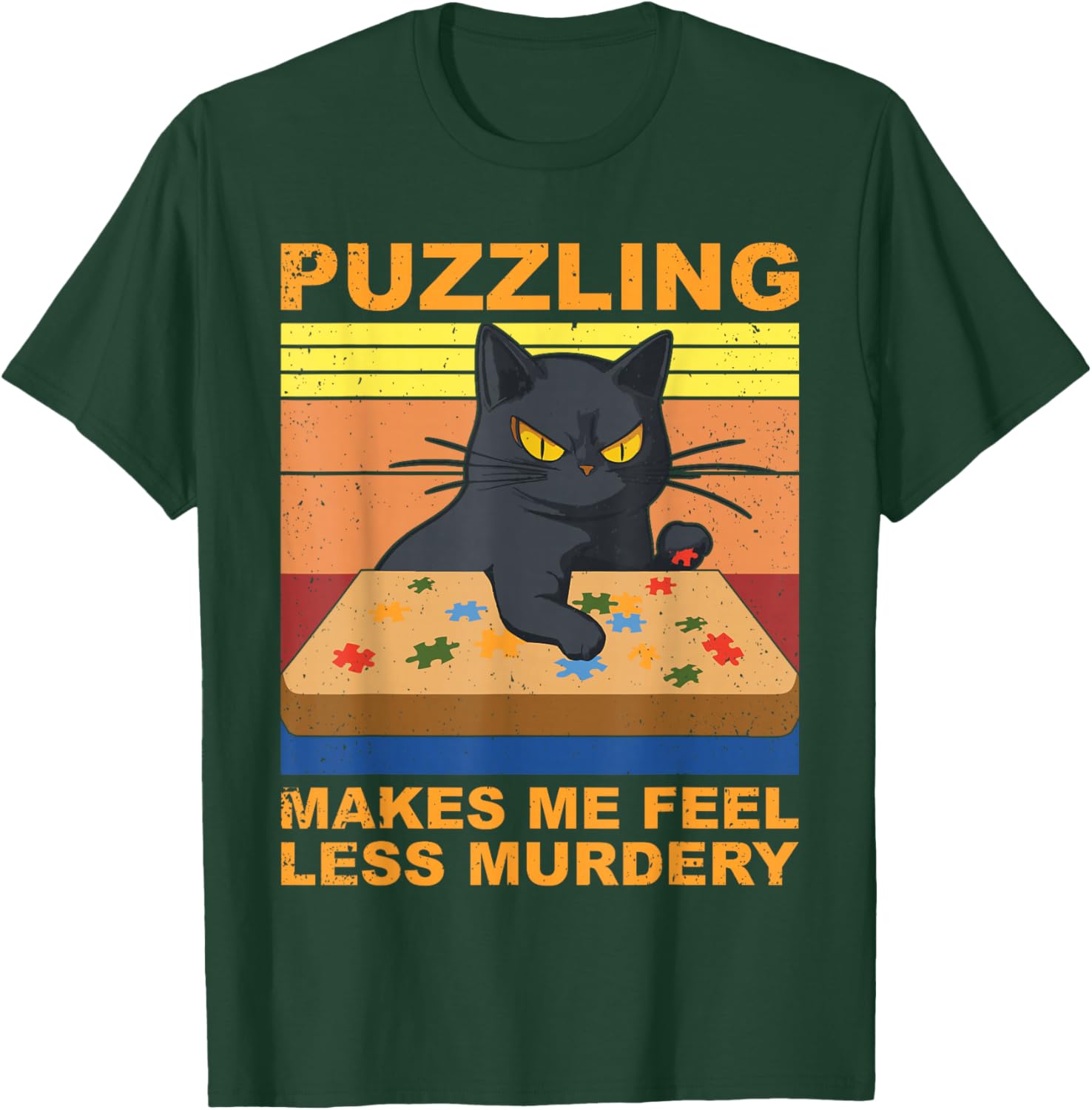 Jigsaw Puzzle cat Puzzler Funny Puzzle Lover T-Shirt - T-Shirt | Forest