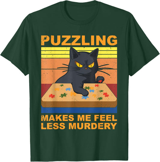 Jigsaw Puzzle cat Puzzler Funny Puzzle Lover T-Shirt - T-Shirt | Forest