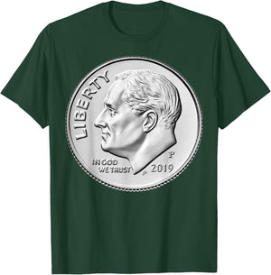 Dime 2019 Roosevelt United States US Mint Coin Collector T-Shirt - T-Shirt | Forest