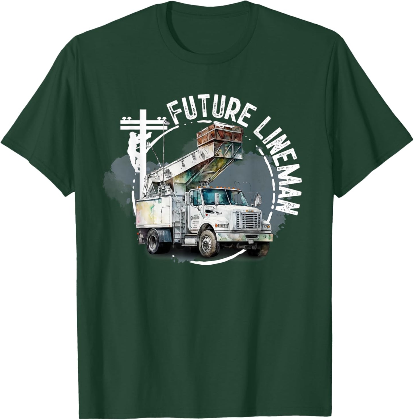 Future Lineman Bucket Truck Kid Future Electric Cable To Be T-Shirt - T-Shirt | Forest