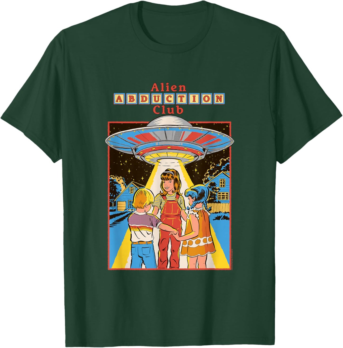 Steven Rhodes Alien Abduction Club UFO Retro Dark Humor T-Shirt - T-Shirt | Forest