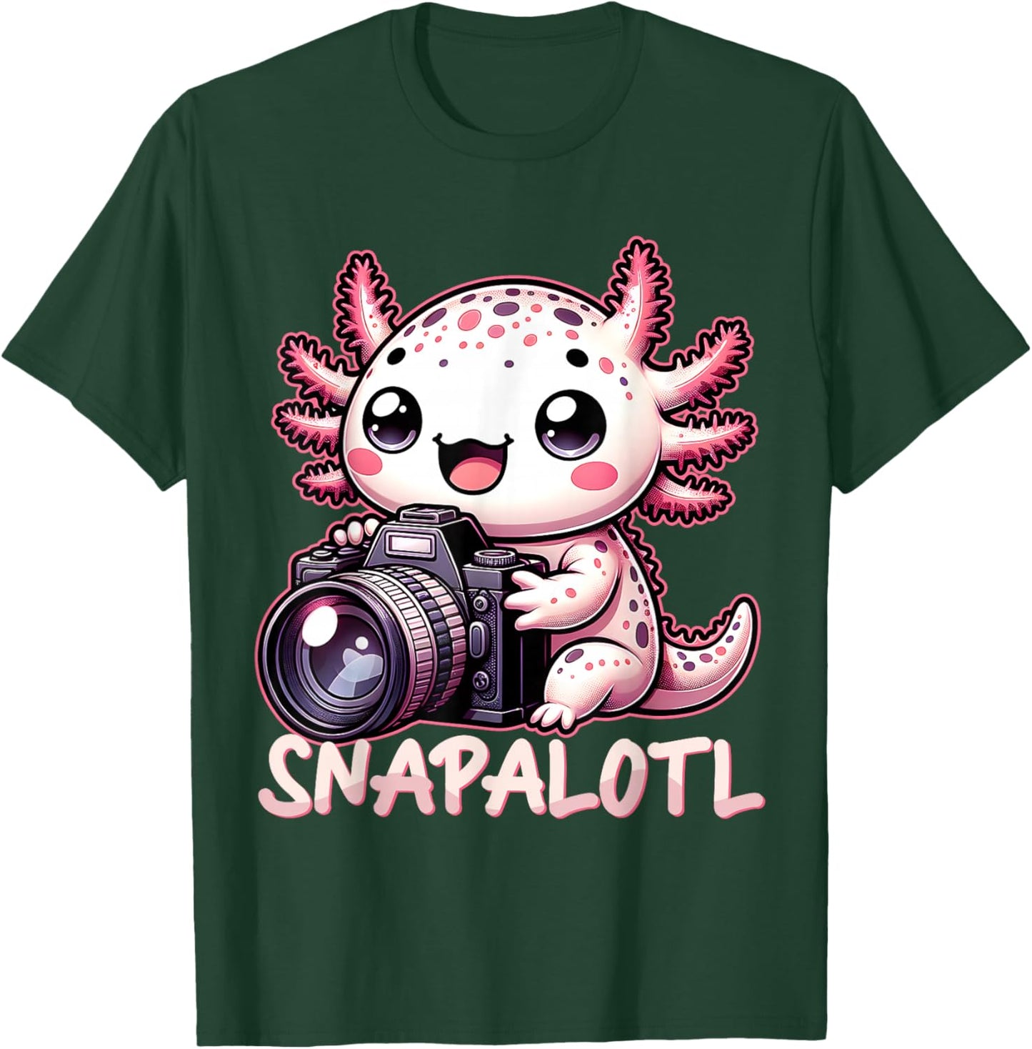 Photographer Axolotl Photoshooting Camera T-Shirt - T-Shirt | Forest