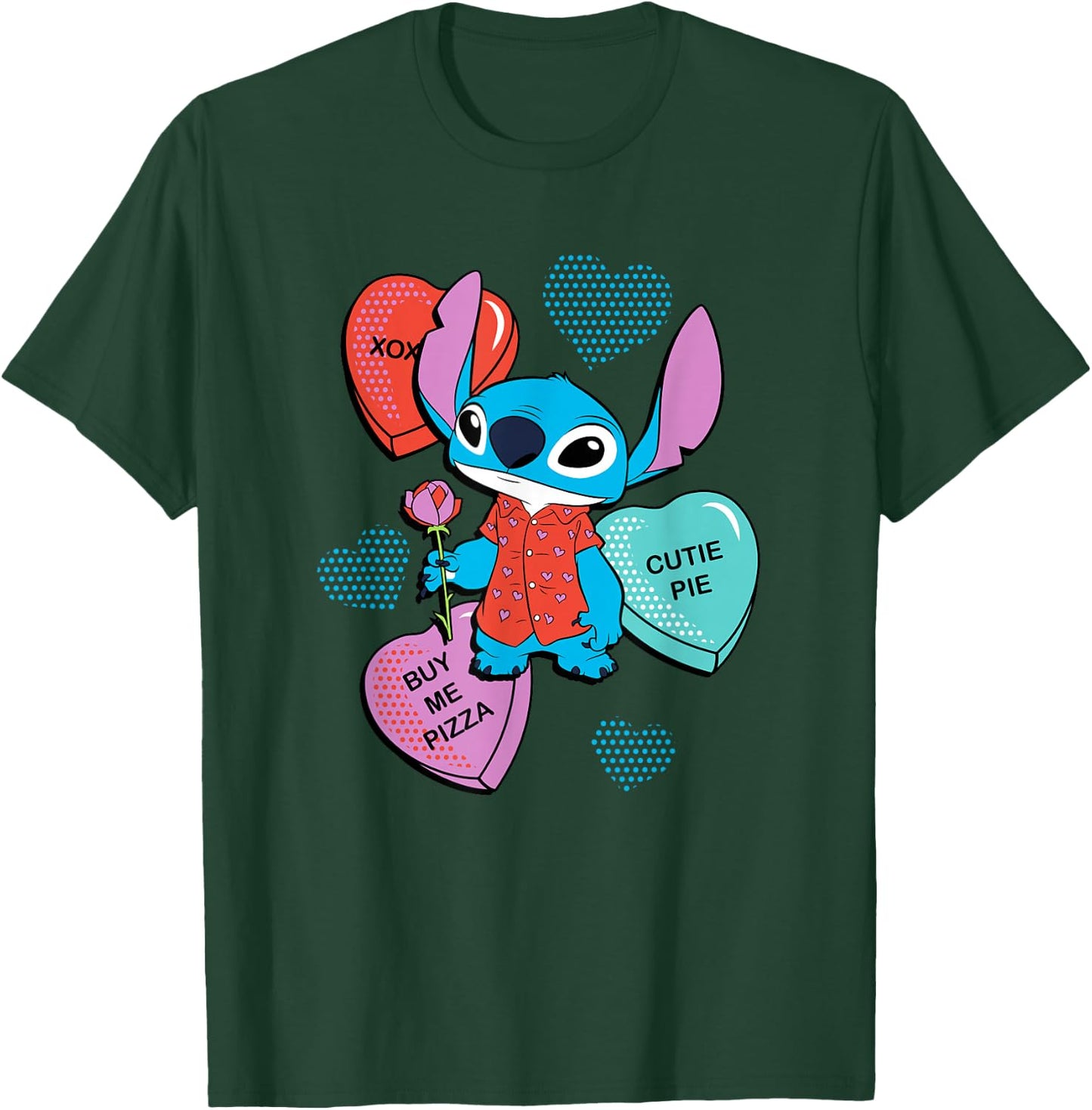Disney Stitch Funny Candy Hearts Valentine's Day T-Shirt - T-Shirt | Forest