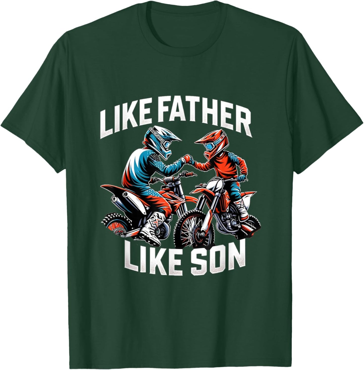Dirt Bike Family Father Son Motocross Off-Road MX Dad Boys T-Shirt - T-Shirt | Forest