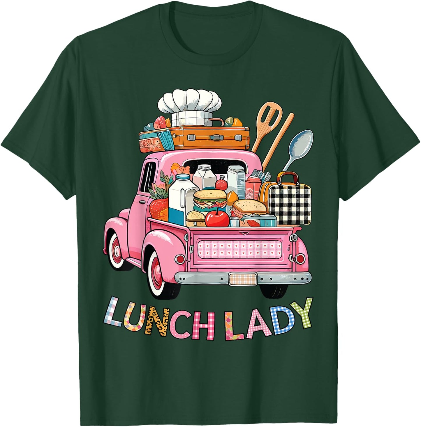 Cute Lunch Lady Truck Lunch Ladies Squad Cafeteria Crew T-Shirt - T-Shirt | Forest