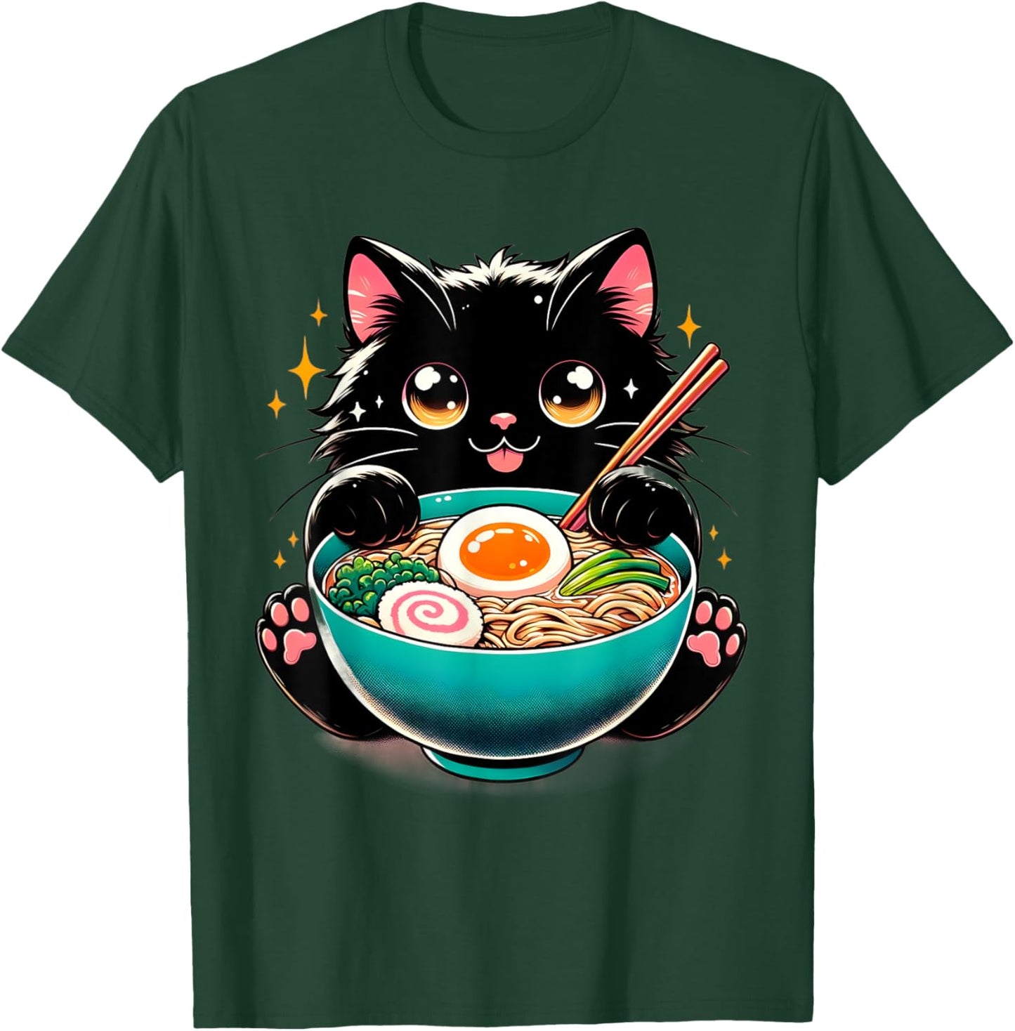 Ramen Cat Kawaii Anime Cat Ramen Lover Sweet T-Shirt - T-Shirt | Forest