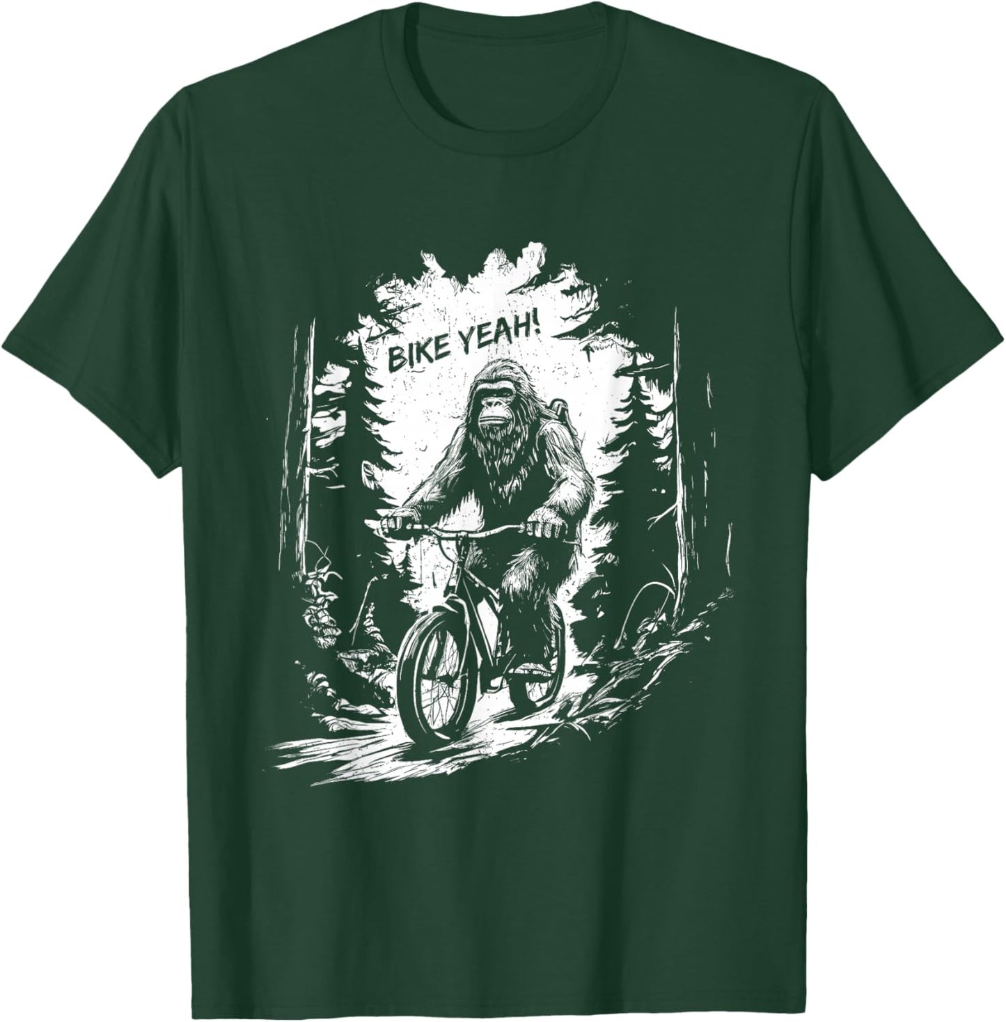 Bigfoot Riding Bicycle - Funny Bigfoot Sasquatch Bike Lover T-Shirt - T-Shirt | Forest