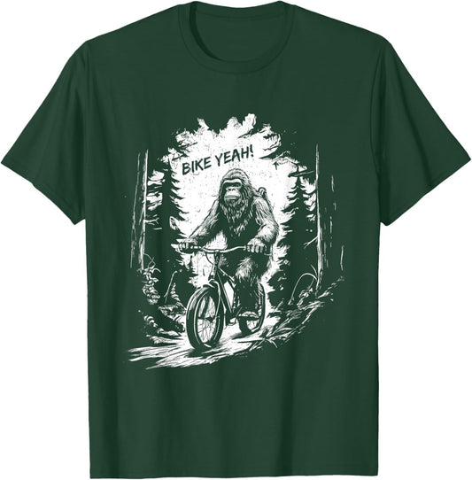 Bigfoot Riding Bicycle - Funny Bigfoot Sasquatch Bike Lover T-Shirt - T-Shirt | Forest
