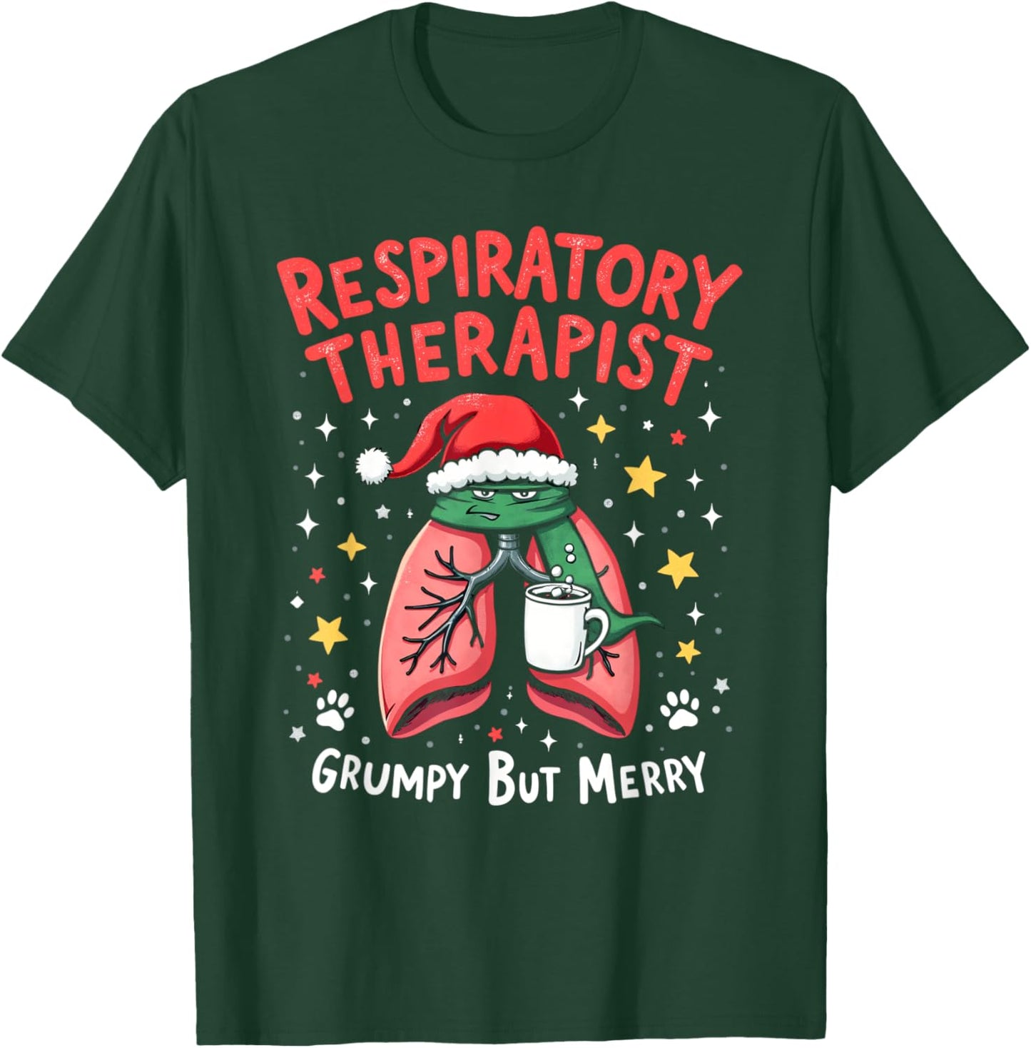 Respiratory Therapist Lung Grumpy But Merry Christmas Xmas T-Shirt - T-Shirt | Forest