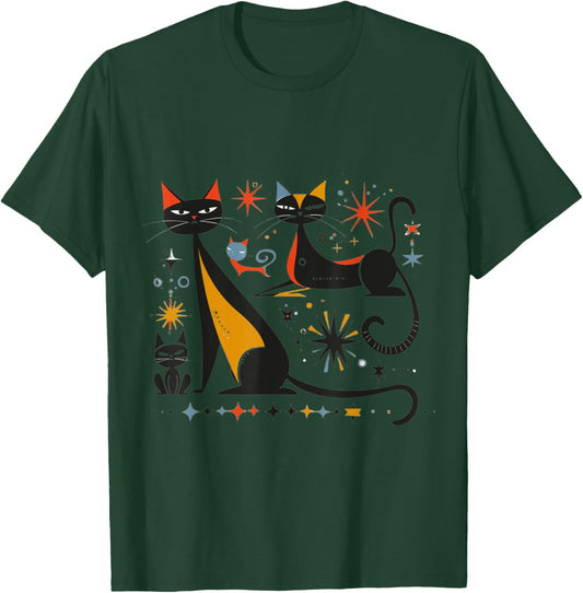 Vintage Retro Mid-Century Modern Look Cats 50s 60s Style T-Shirt - T-Shirt | Forest