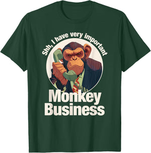 Tripping Yarns Shh, Important Monkey Business Funny Ape, Chimpanzee Kids T-Shirt - T-Shirt | Forest