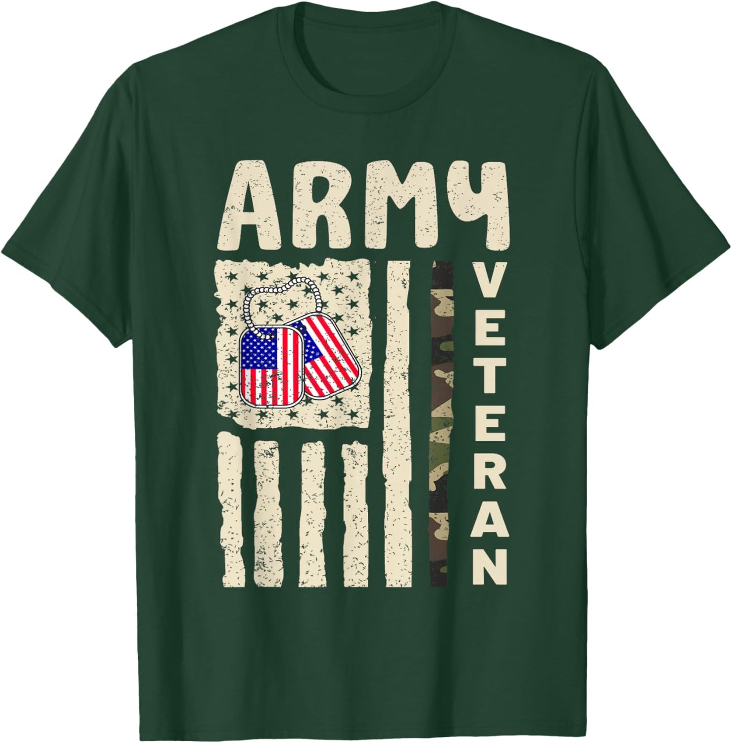 American Flag Camo Proud Us Army Veteran Of Veteran's Day T-Shirt - T-Shirt | Forest